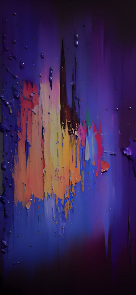 Colorful Abstract Oil Painting on a Dark Purple Background Wallpaper
