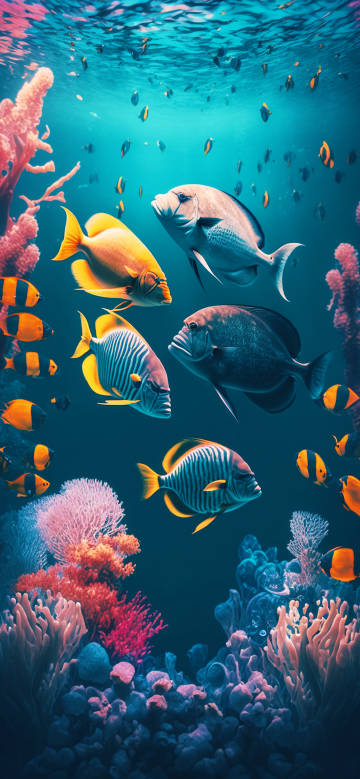 4K Phone Wallpaper: Vibrant Deep Sea Fish
