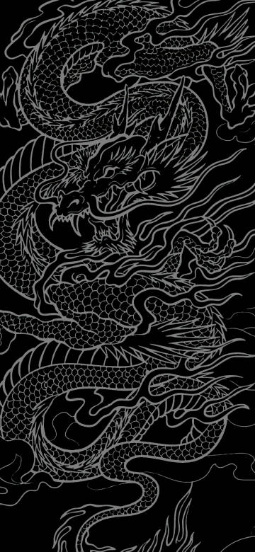 Dragon Pattern on Black Background 4K Phone Wallpaper