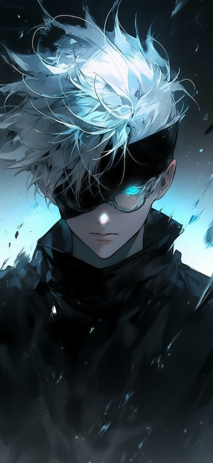 Cool white-haired anime character phone wallpaper