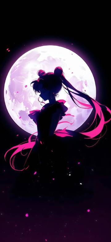 Sailor moon under the moonlit night phone wallpaper