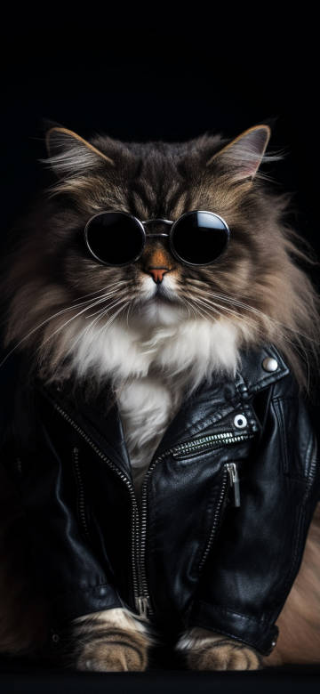 Stylish Cat Wearing Leather Jacket and Sunglasses 4K Wallpaper Stylish Cat Wearing Leather Jacket and Sunglasses 4K Wallpaper