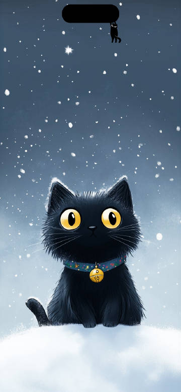 Cute Black Cat Dynamic Island iPhone wallpaper