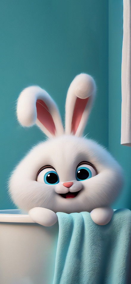 Cute little bunny in the bathtub phone wallpaper