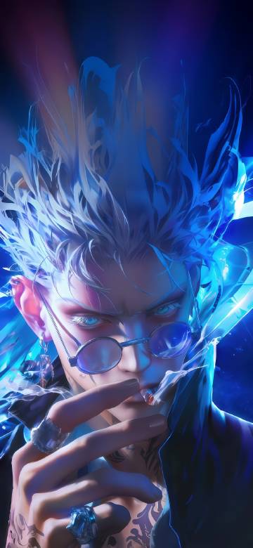 Cool anime boy holding a cigarette and wearing sunglasses phone wallpaper