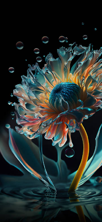 Surreal Liquid Glass Flower Wallpaper
