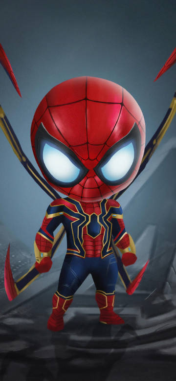 Cute little Iron Spider-Man phone wallpaper