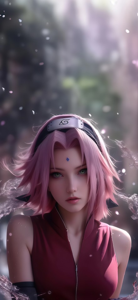 Beautiful pink hair Haruno Sakura phone wallpaper