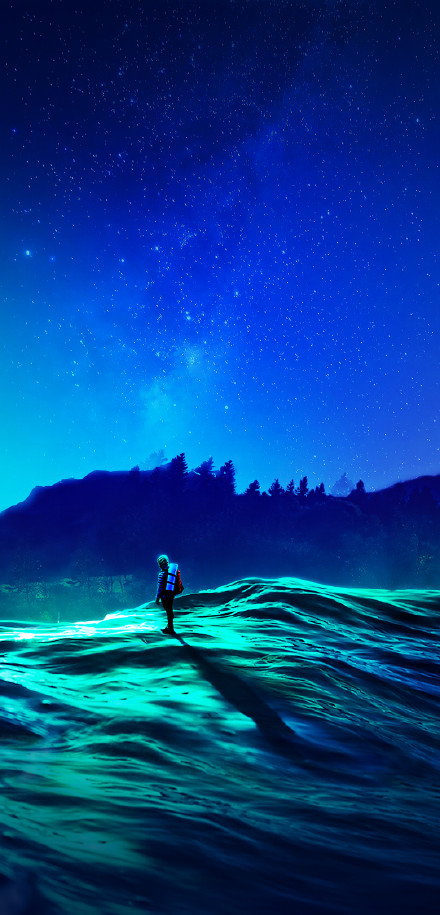 Lonely Traveler under the Starry Sky
