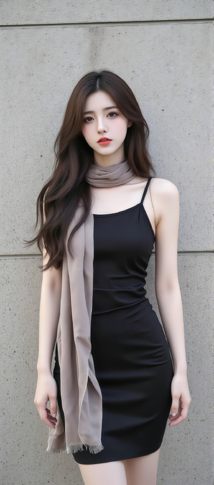 Fashion suspenders black skirt girl wallpaper