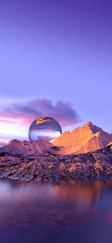 Giant Crystal Orb On A Mountain At Sunset HD Wallpaper