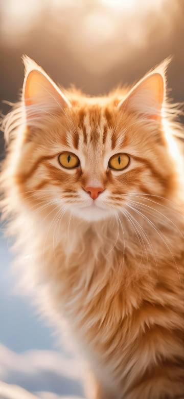 Orange tabby cat staring at the camera in soft natural light