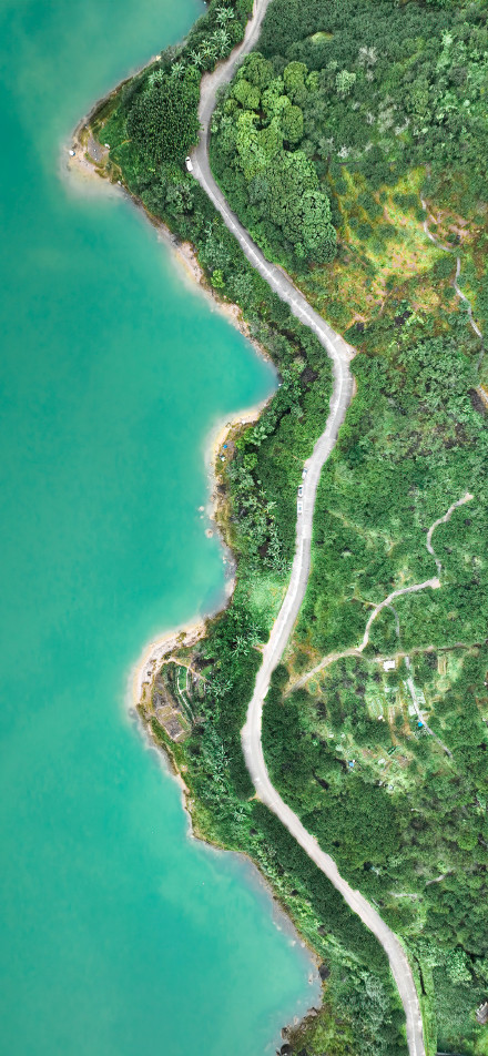 Beautiful encounter of road and ocean phone wallpaper