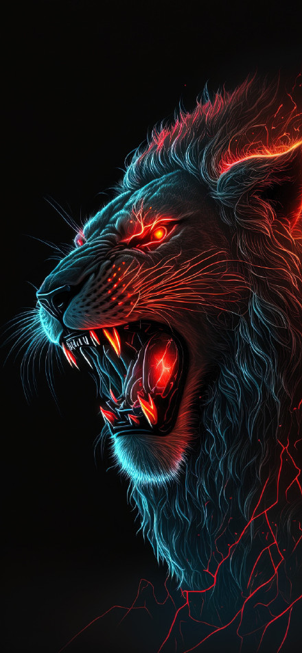 Lion roaring with mouth wide open phone wallpaper