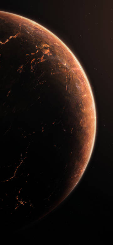 Mysterious Orange Glowing Planet Wallpaper