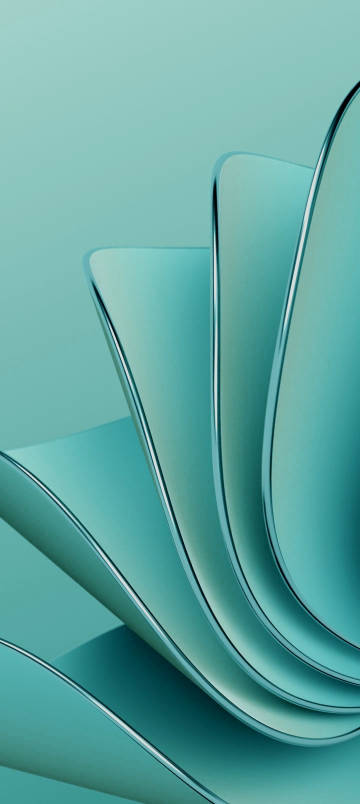 OnePlus Ace 2V Wallpaper: Abstract Layers and Curves Mint Green