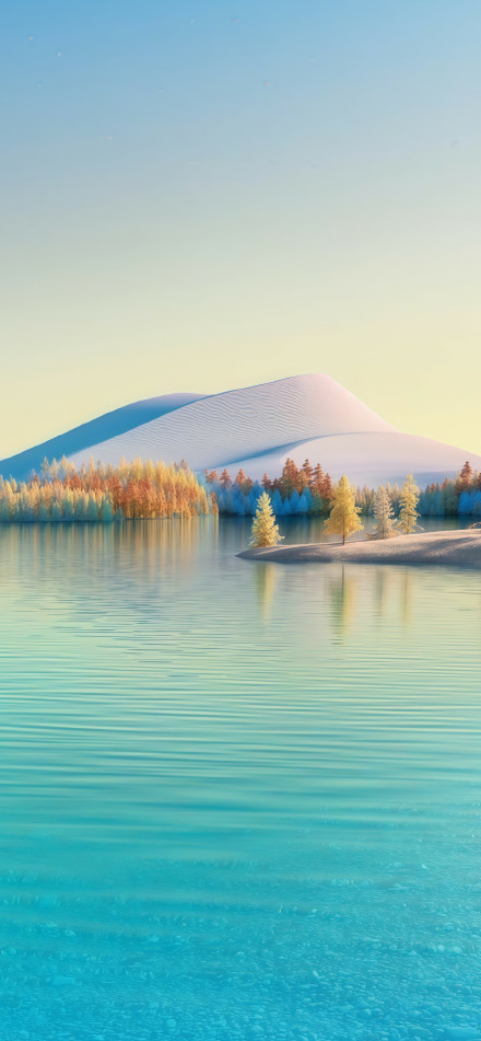 Minimalist style of mountains and lake landscape phone wallpaper
