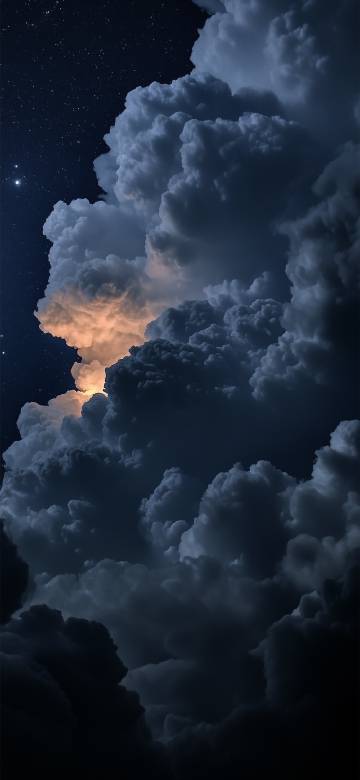 Starry Sky Over Dark Storm Clouds 4K Phone Wallpaper