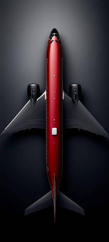 Top View of Red Airplane on Dark Background 4K Wallpaper