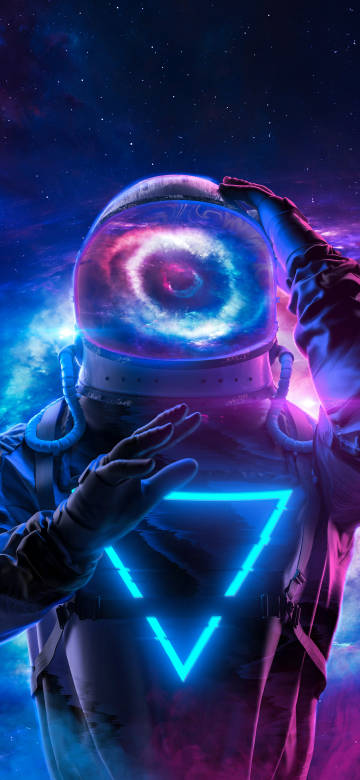 Astronaut with a Galaxy Reflected in Helmet 4K Wallpaper