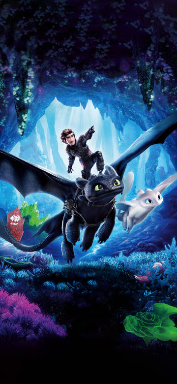 Hiccup and Toothless in a Glowing Forest 4K Phone Wallpaper