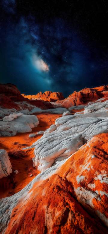 Mysterious and magnificent rocks under the nebula