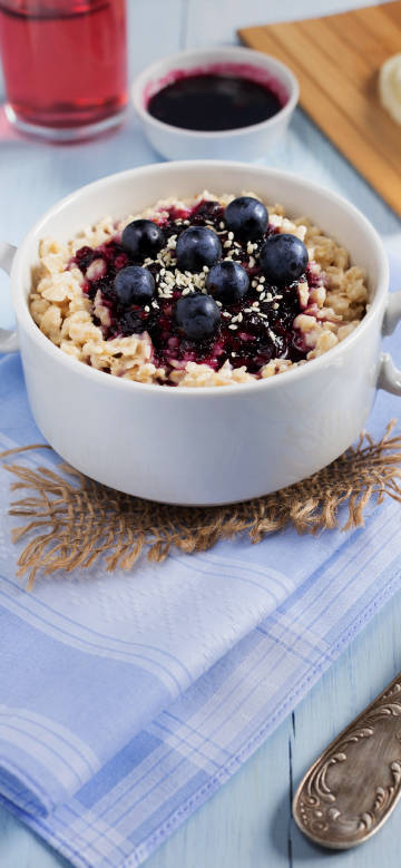 Healthy breakfast blueberry oatmeal phone wallpaper