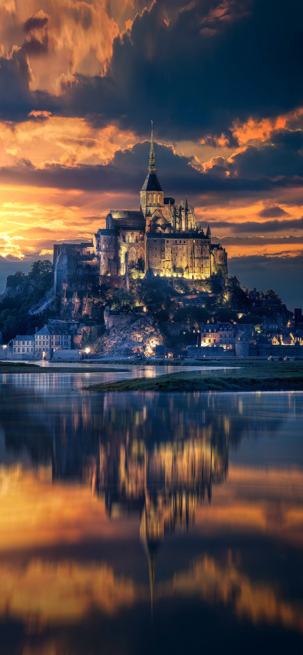 Mont saint-michel in afterglow phone wallpaper