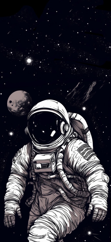 Astronaut Floating in Space Comic Wallpaper 4K
