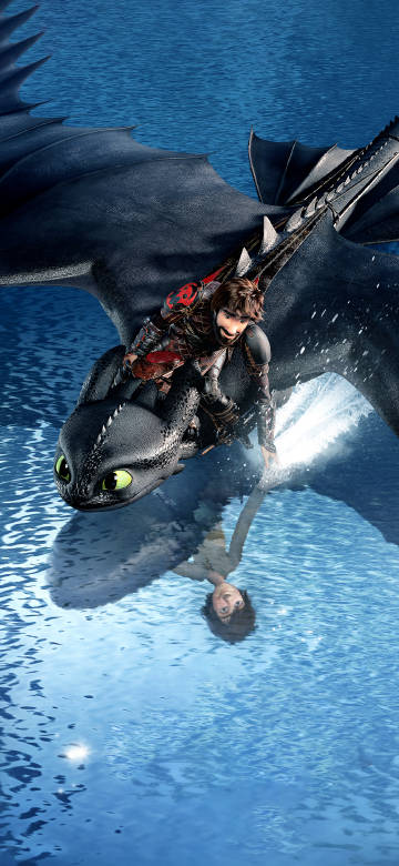 How to Train Your Dragon Flying Over the Sea 4K Phone Wallpaper