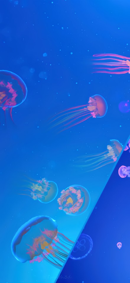 Colorful Jellyfish Floating in Blue Ocean 4K Phone Wallpaper