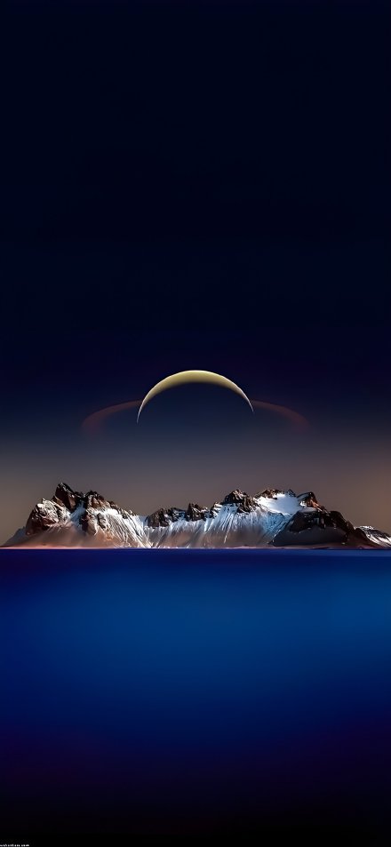 Minimalist Sci-Fi Night Scene With Moon Glow