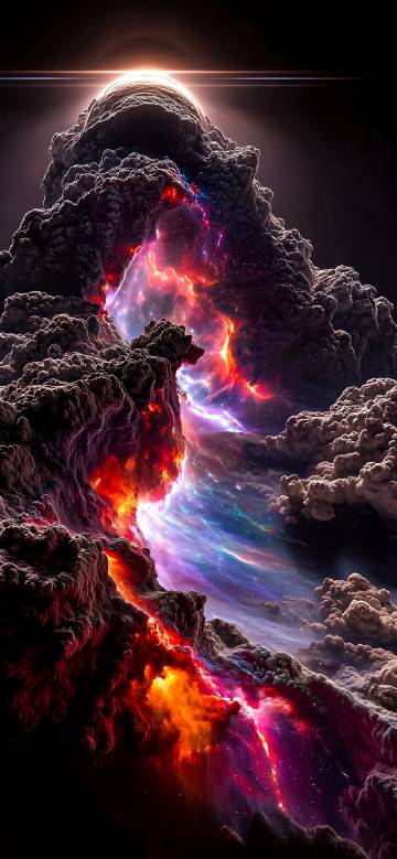 Dreamy nebulae and clouds 4k phone wallpaper