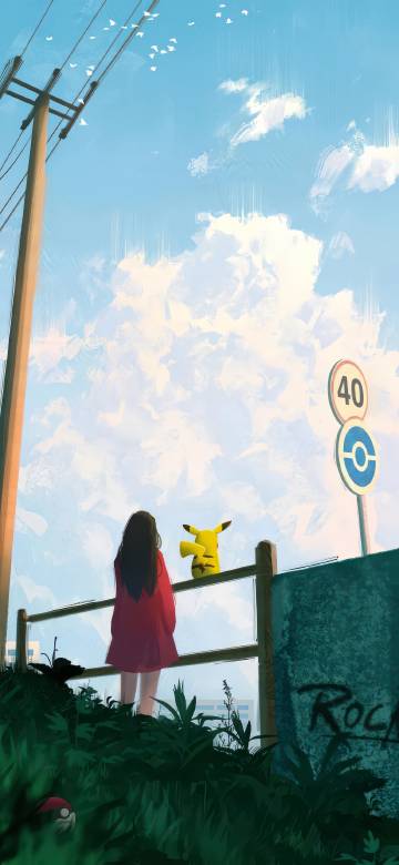 Pikachu and Girl Peaceful Pokémon Lofi Wallpaper