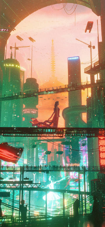 Cyberpunk Sunset Megacity Phone Wallpaper Cyberpunk Sunset Megacity Phone Wallpaper