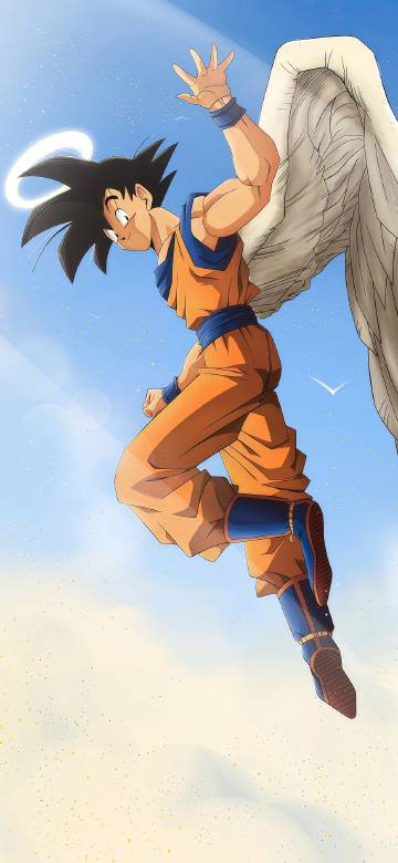 Sun Wukong with wings flying in the sky phone wallpaper
