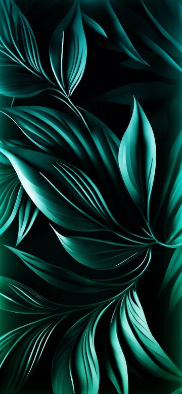 Metallic Leaves on Black Background 8K Wallpaper
