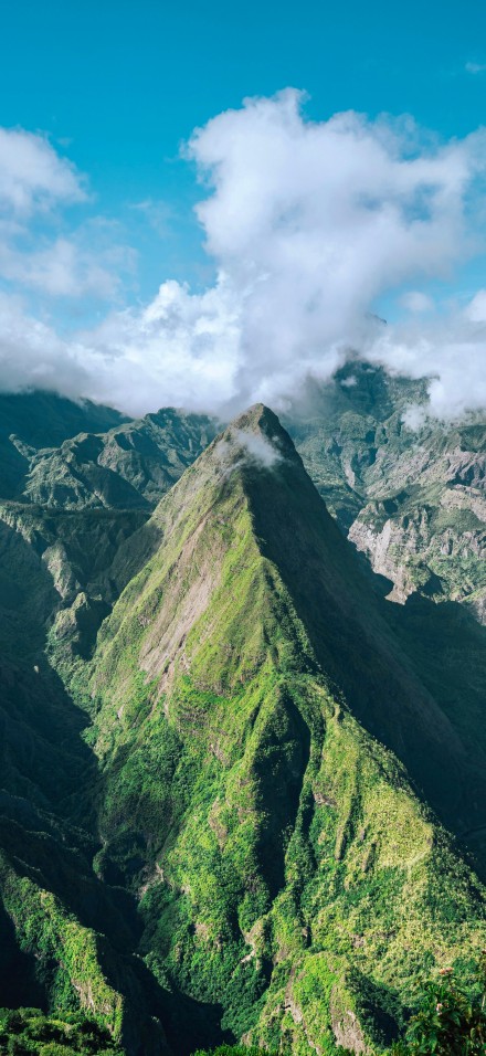 Réunion Island Mafate Peak Landscape Phone Wallpaper