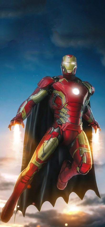Iron Man With Batman Cape 4k phone wallpaper