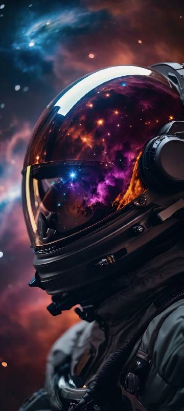 Galaxy Reflection in Astronaut Helmet 4K Wallpaper