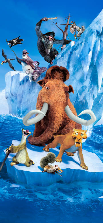 Ice age phone wallpaper: mammoth and companions