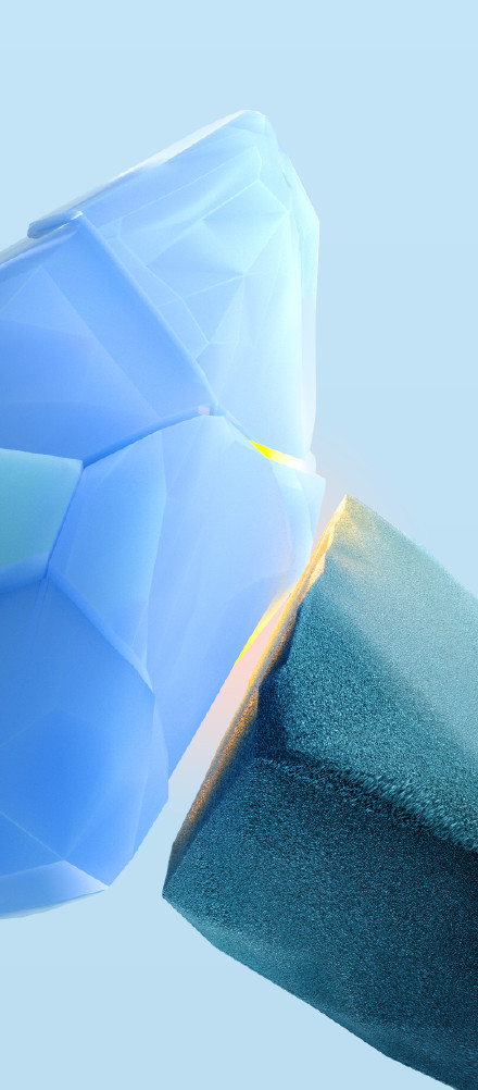 Glowing Blue Crystal and Teal Geometric Shape Wallpaper