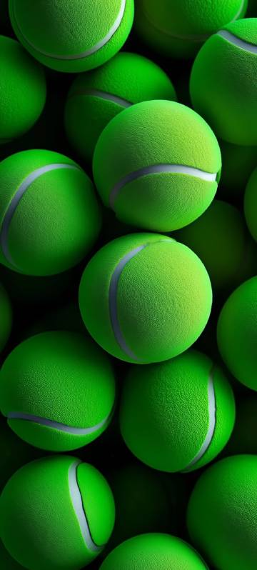 Tightly stacked green tennis balls phone wallpaper