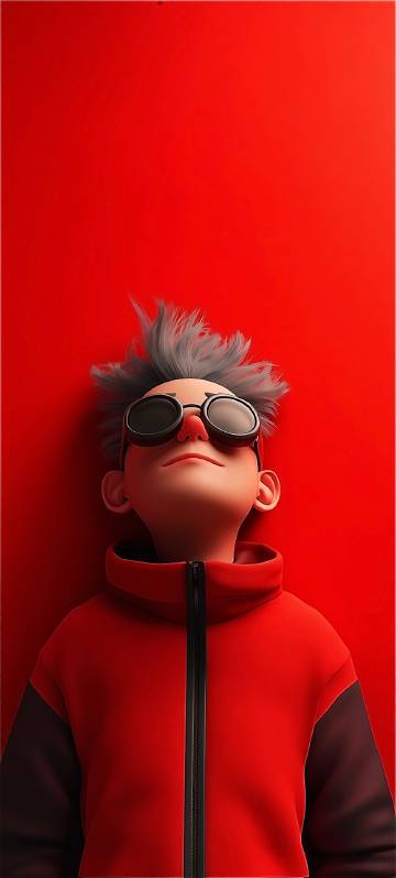 Cartoon trendy boy with cool glasses phone wallpaper