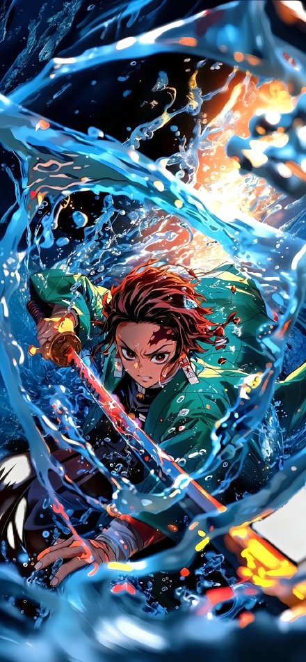 Tanjiro Using Water Breathing Attack 4K Wallpaper