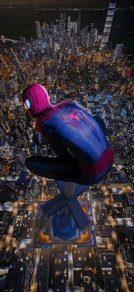 Spider-Man Overlooking the City from a Skyscraper