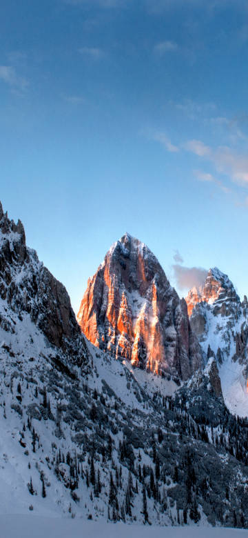 Sunshine shining on the magnificent snow-capped mountains