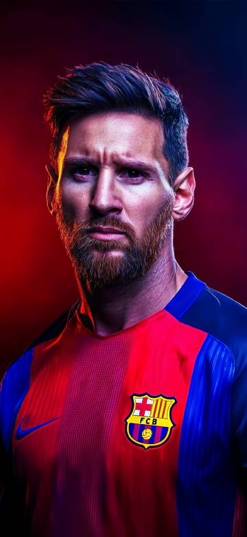 Football player Messi staring at the camera 4K wallpaper
