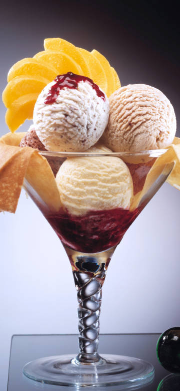 Ice cream with jam and fruit phone wallpaper