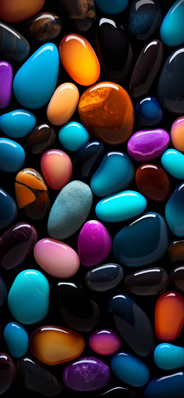 Colorful Smooth And Shiny Pebbles 4K Phone Wallpaper